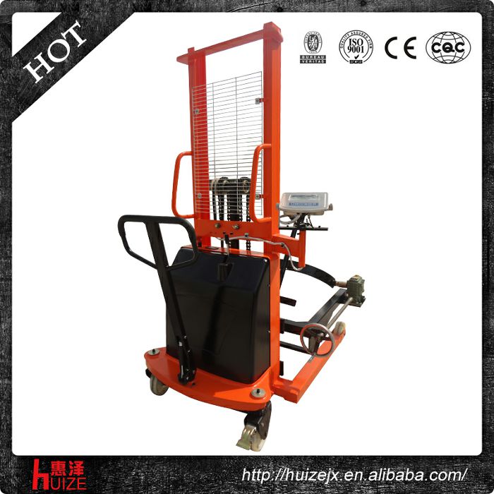 半電動(dòng)稱重油桶車（夾鐵桶，手搖翻轉(zhuǎn)倒料）